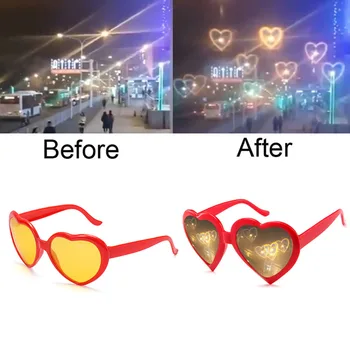 Обичате очила с ефекти във формата на сърце, Гледайте колко нощ светлината се променя формата на сърце, дифракционные очила, Дамски модни слънчеви очила