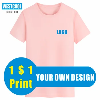 Тениска с Логото на поръчка, в Кръгъл Отвор, Лятна Мода, Индивидуални Тениски с Бродерия, Мъжки и Дамски Блузи WESTCOOL 2020