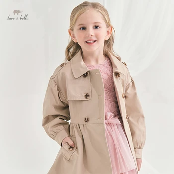 DK1220181 дейв bella/ пролетното модно однотонное палто с качулка и джобове копчета за момичета, сладки бебешки блузи, връхни облекла с високо качество