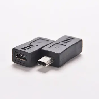 2 елемента Черно Micro USB Жена към Mini USB Мъжки Адаптер за Зарядно Устройство Конвертор Адаптер за Директна Доставка