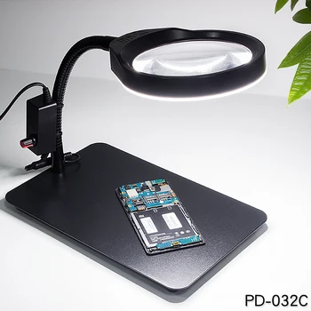 10X 5X Лупа с Осветление USB Led Увеличително Стъкло, за Ремонт Паяльника/Настолна Лампа/Средство за Грижа за кожата PD032AL PD-5S