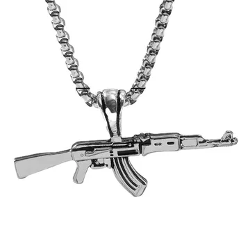 Ретро властен мъжки пушка AK47 висулка колие хип-хоп бижута подарък аксесоари за дрехи