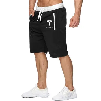 Мъжки 2020 нови памучни шорти за мъже свободни къси шорти с логото на автомобил Tesla шорти за фитнес, джогинг мъжки маркови трайни спортни панталони