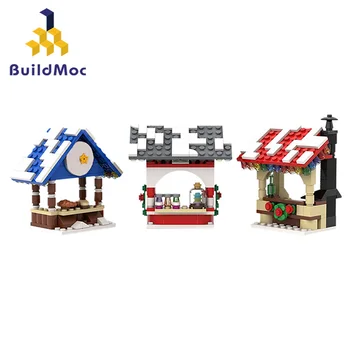 Buildmoc Приятели високотехнологични Зимни Селски Пазарните Броячи Зимни Строителни Блокове Ефект Тухли Играчки детски Коледен Подарък За Празниците