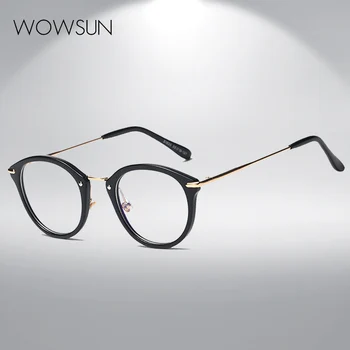 WOWSUN Модерни Дамски слънчеви Очила в Рамки TR Реколта Маркови Кръгли Прозрачни Очила УО-001