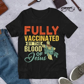 Забавна тениска с ваксинирането от Кръвта на Исус, кристиан графичен Памук Топ, Тениски, Памук материал