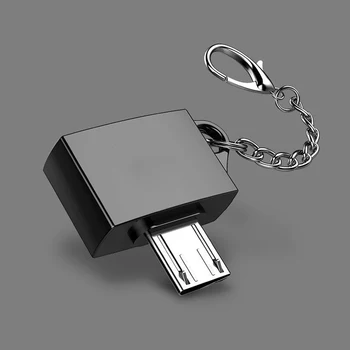 Метален USB 2.0 Жена към Micro USB Мъжки Мини Android OTG Адаптер за Microusb Конвертор Преносим Конектор с брелоком