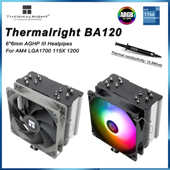 Thermalright BA120 ARGB 6 Топлинна тръба Cpu Охладител с въздушно охлаждане AGHP Антигравитационный 120 мм Безшумен Вентилатор За AM4 LGA1700 115X 1200