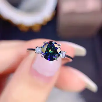 Ново 1.0 CT Черно Многоцветное Диамантен пръстен Mosan VVS1 Яснота, GIA Създава луксозни бижута в стил Бутик за жени