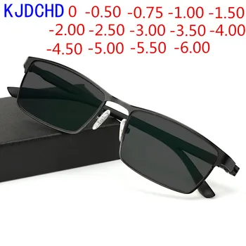 2021 Нови Висококачествени Квадратни Мъжки Бизнес Фотохромичните Слънчеви очила, Дамски Модни Очила за късогледство -0,50 -0,75 -1,0 -1,5 -6,0