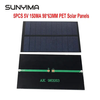 SUNYIMA 5PCS 5V 150MA 98 *63 ПАТ ПХБ Слънчевата Батерия За Косене на Светлината САМ Power Bank Батерията на един силициев Модул Слънчеви Панели