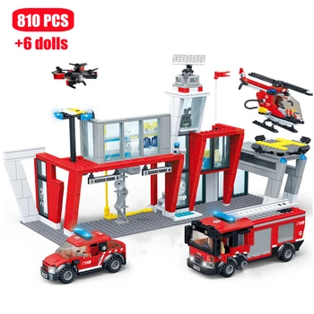 Градска Медицинска Линейка На Пожарната Хеликоптер Строителни Блокове Модел Пожарна Станция Комплекти Тухли Забавни Играчки За Деца Подаръци
