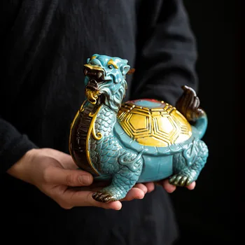 Нова керамика Клюки Дракон статуя на Костенурка, Традиционна ръчна изработка, китайски талисман, мебели за дома Хол Фън шуй статуя