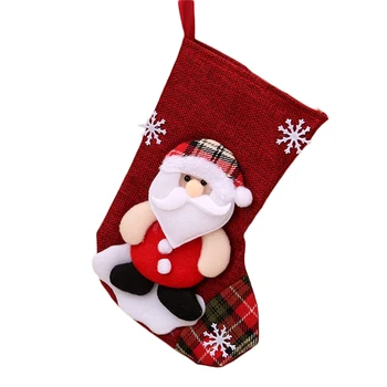 Големи Коледни Чорапи, Чанти За Бонбони Дядо Лосове Плат Подарък Чорапи Коледа Прекрасна Чанта За Деца Камина Дърво Декор