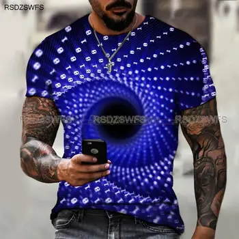 2022 Лятна Брандираната Мъжка Лятна риза с Къс Ръкав Tech Завъртете Цифрова информация 3D Печат Мъжка тениска Harajuku Модни Градинска облекло